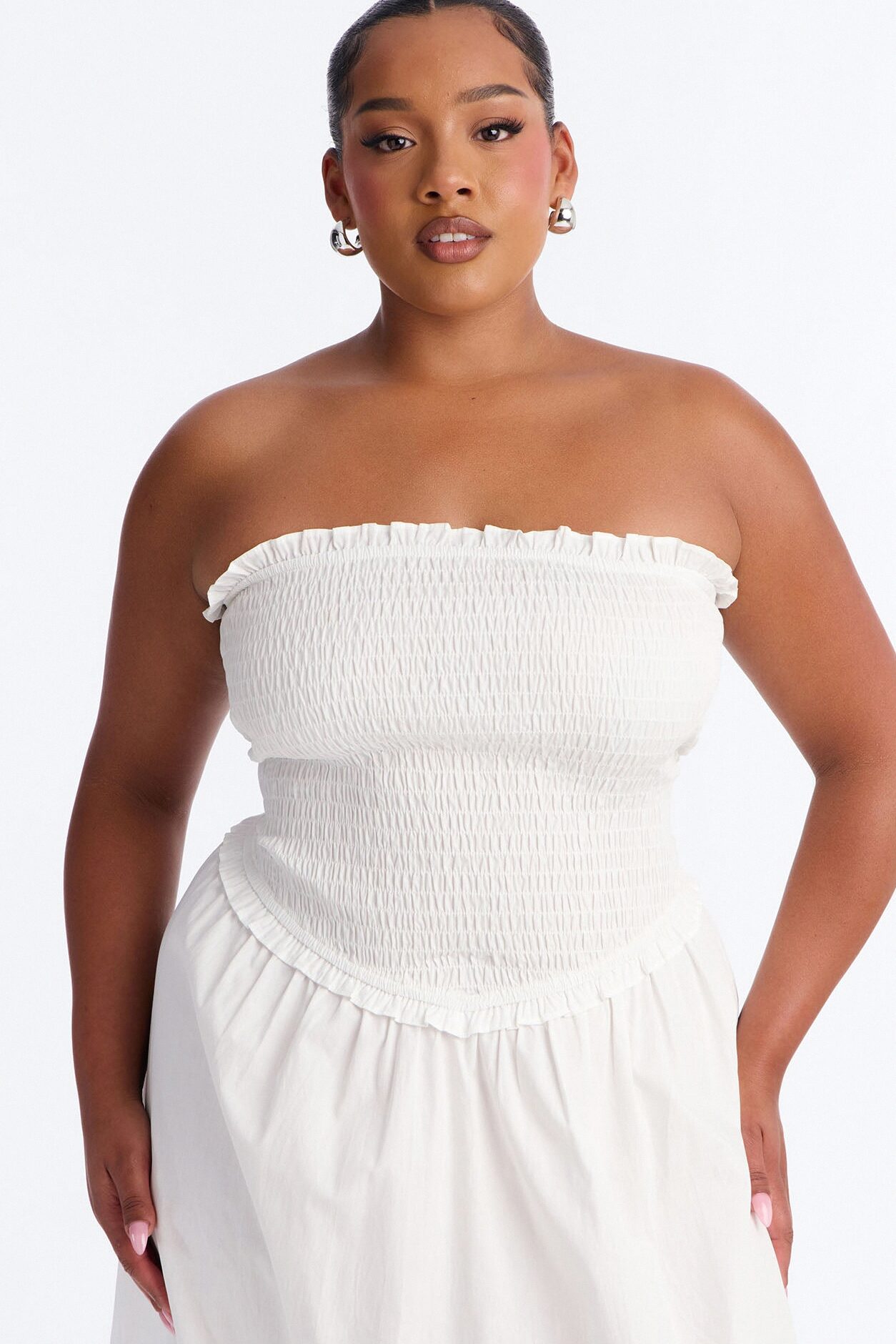 Keira Strapless Maxi Dress - White