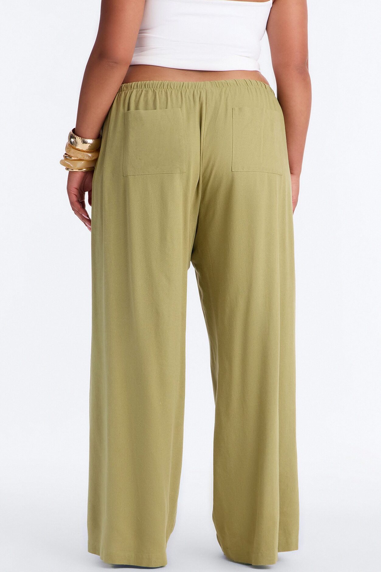 Seaside Soiree Wide Leg Linen Pant - Olive