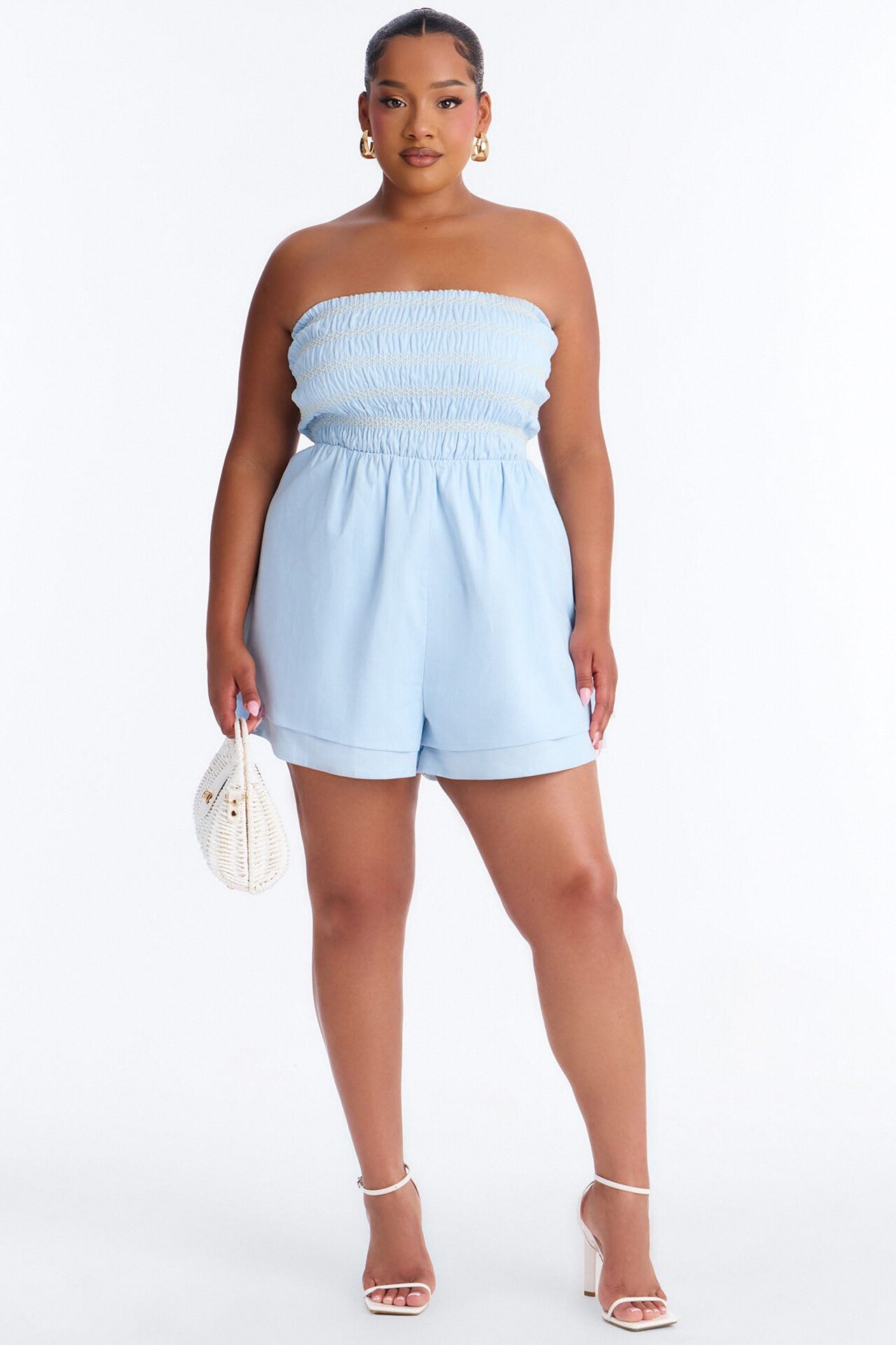Chantel Strapless Romper - Light Blue