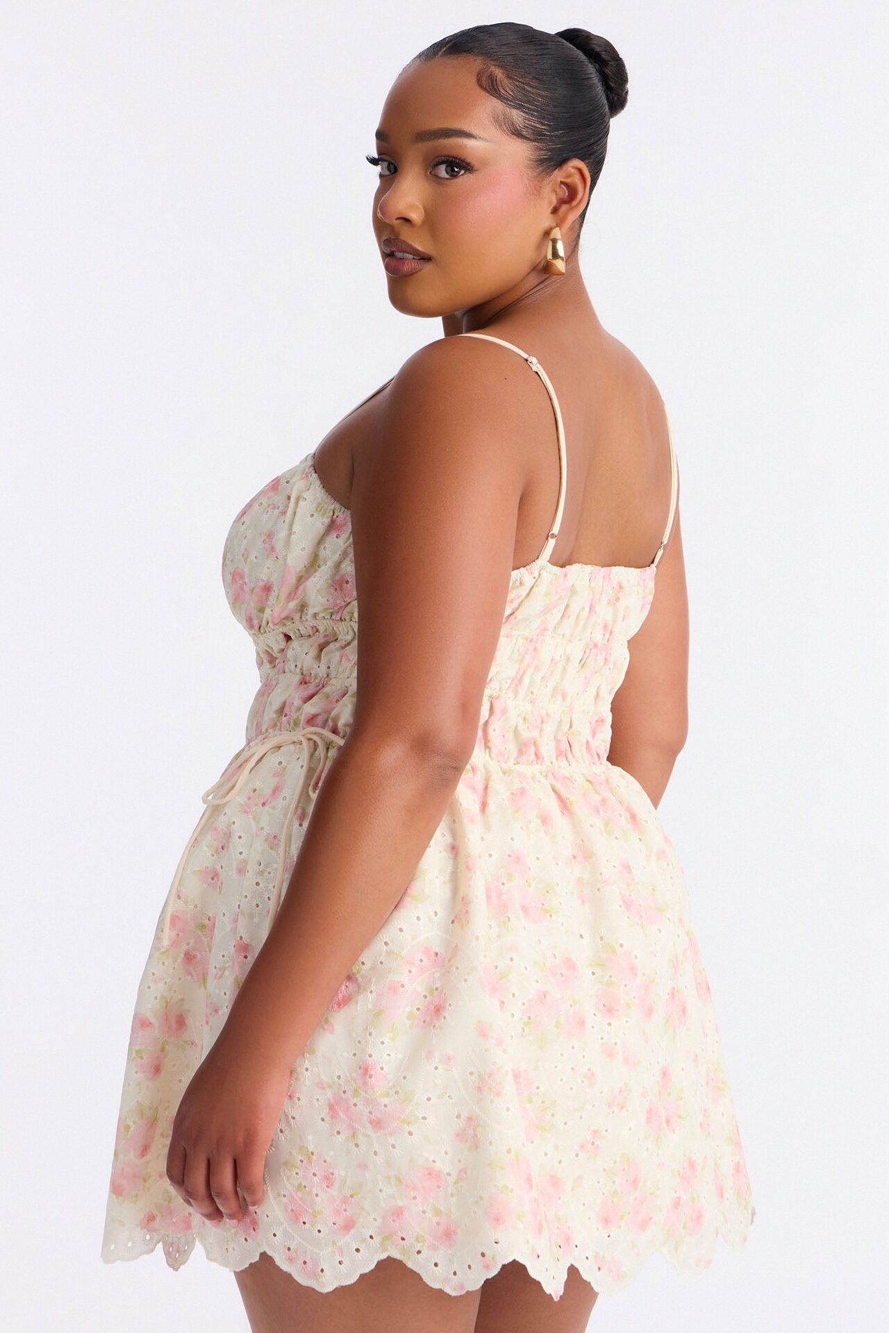 Skylar Floral Eyelet Mini Dress - Cream/combo