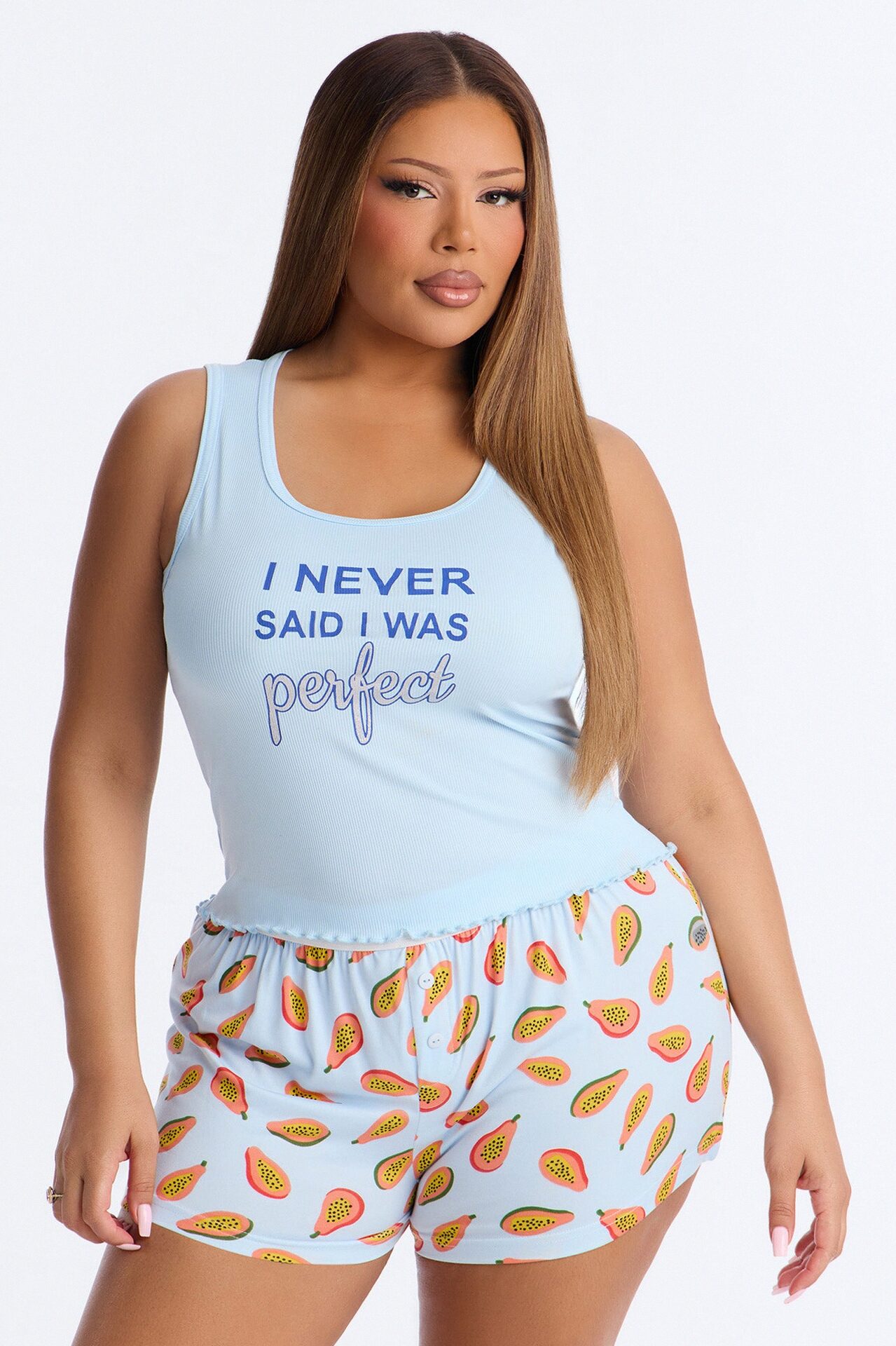 Amaya Papaya Top And Short PJ Set - Blue/combo