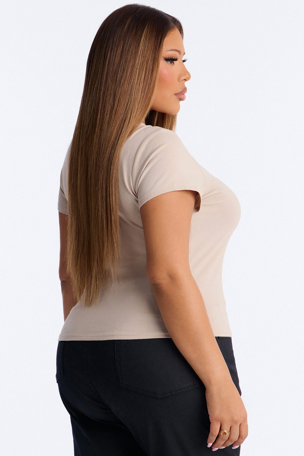 Alyssa Crew Neck Top - Stone
