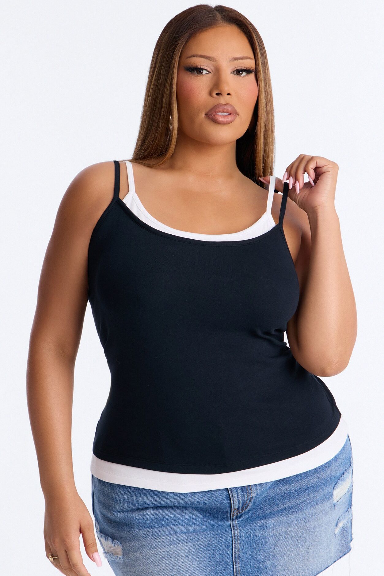 Soho Babe Double Layered Cami Top - Black/White