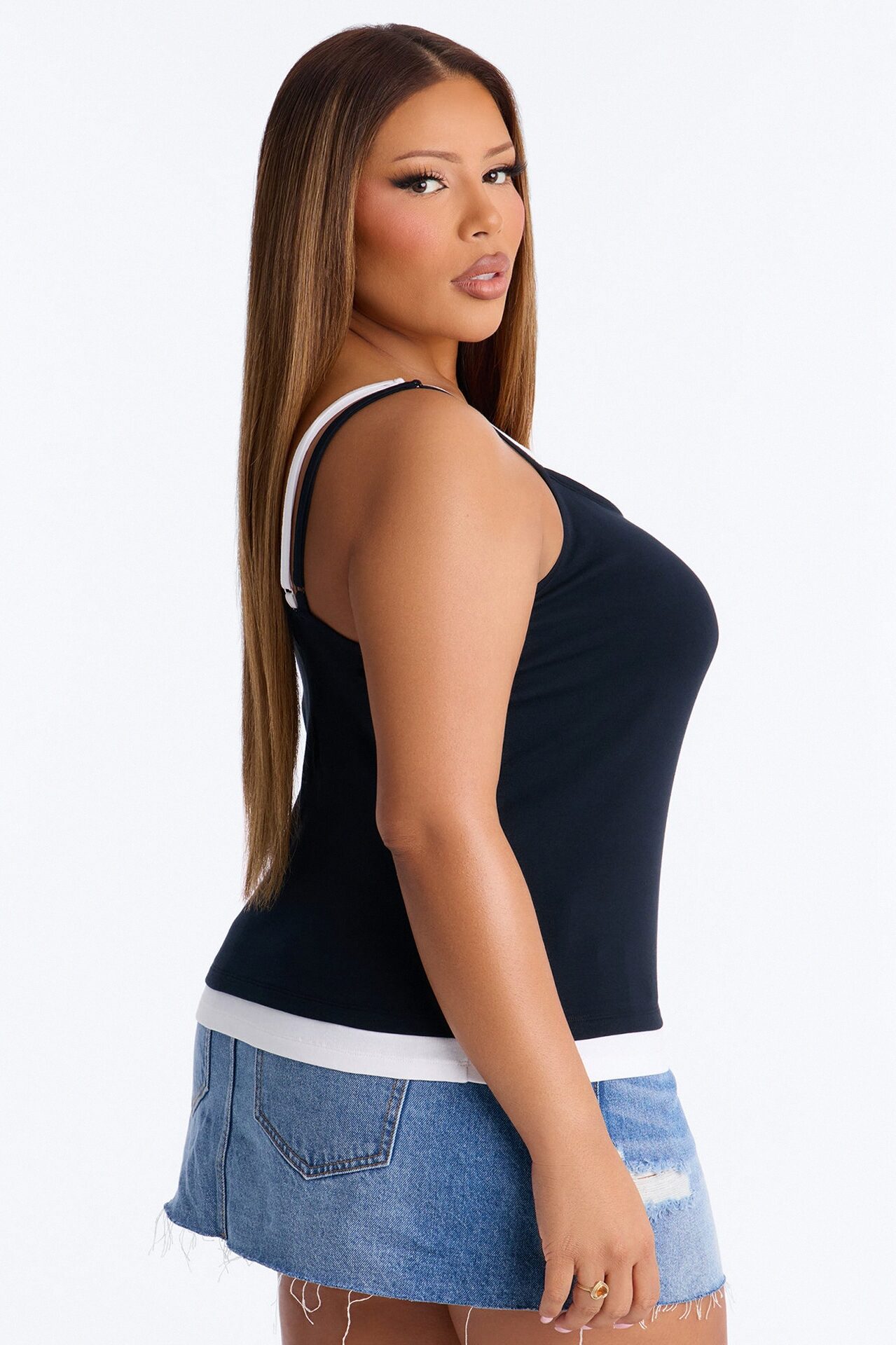 Soho Babe Double Layered Cami Top - Black/White