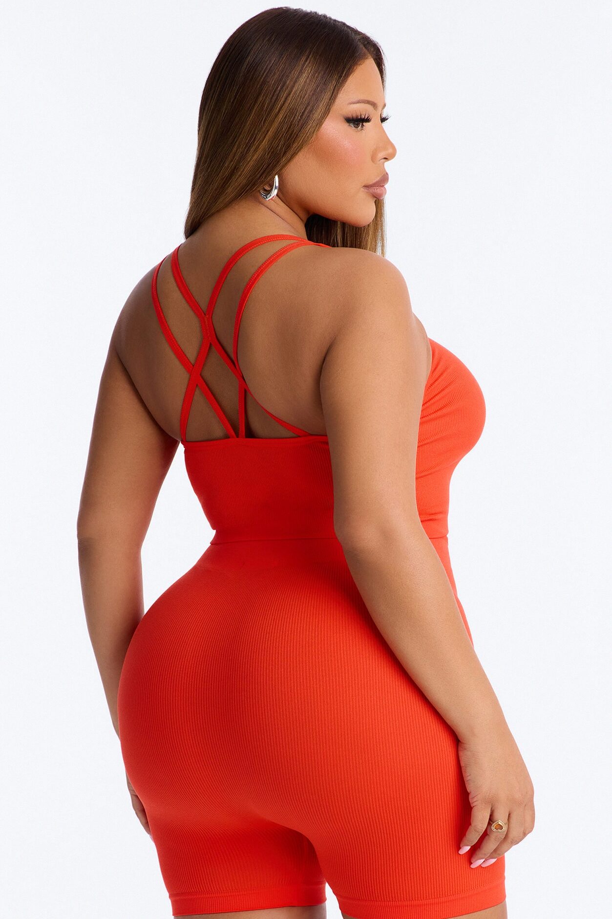 Core Power Seamless Biker Short Set - Tomato Red