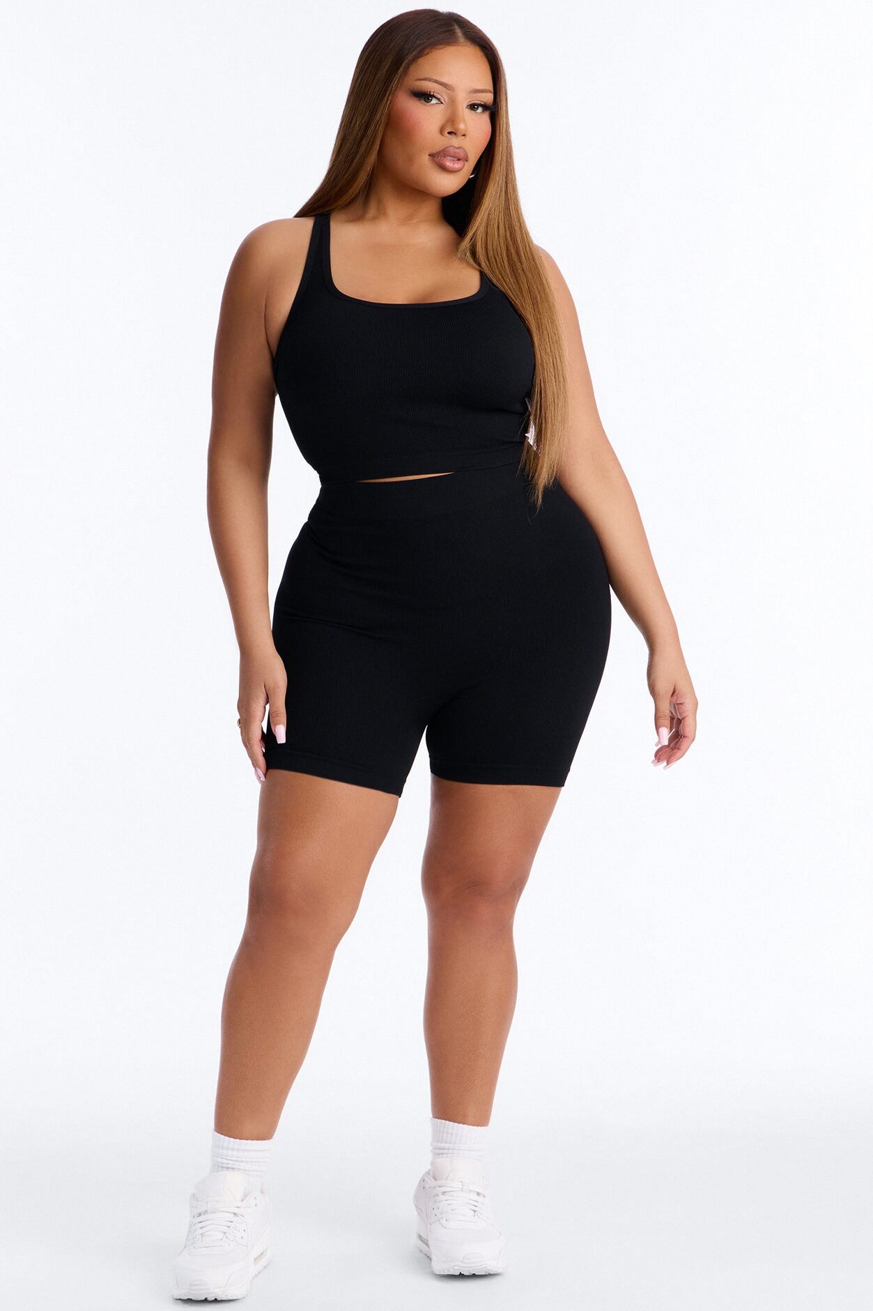 Core Power Seamless Biker Short Set - Black