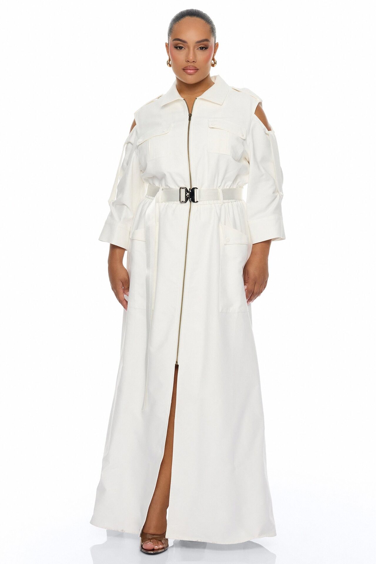 Morgan Cargo Maxi Dress - White