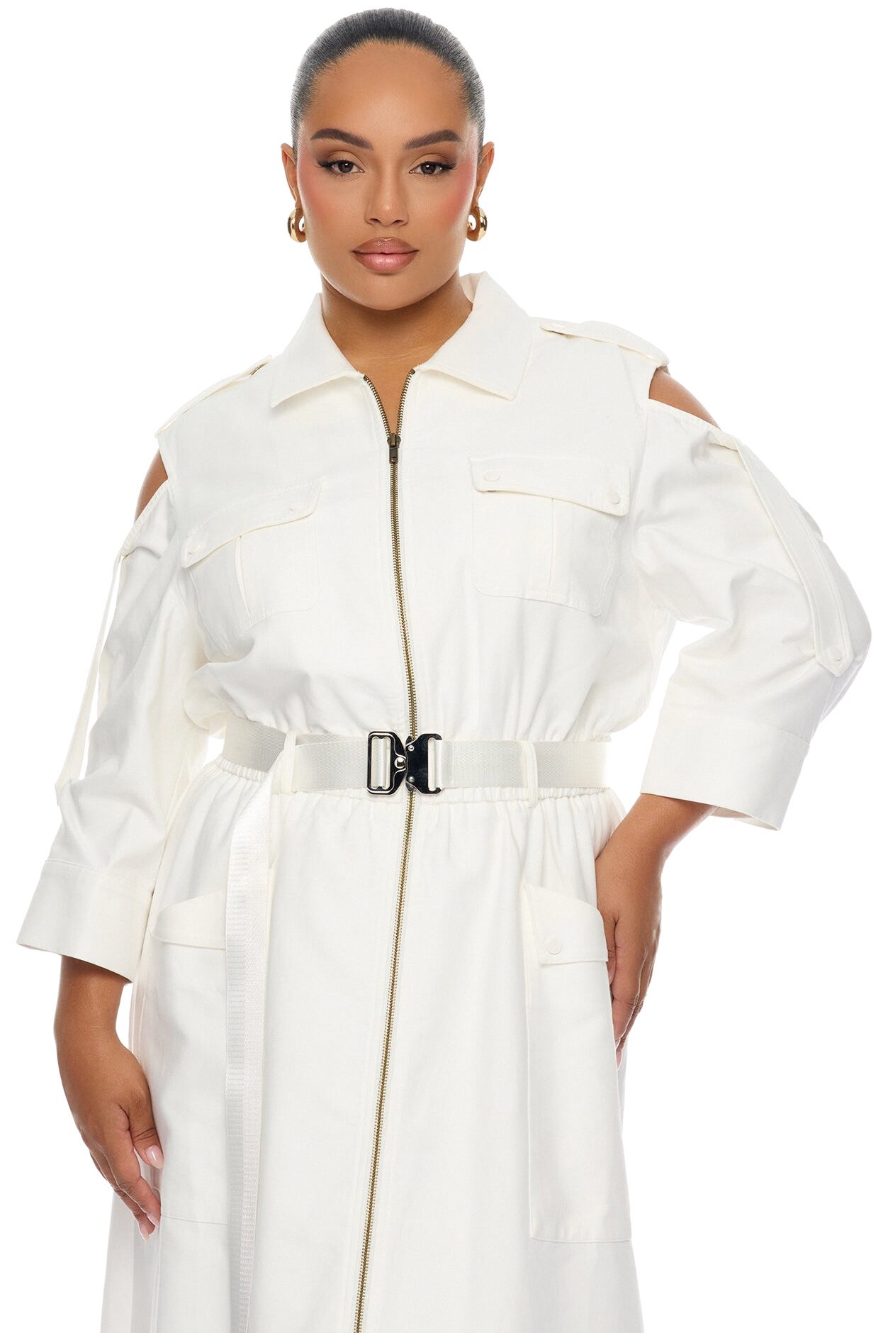 Morgan Cargo Maxi Dress - White