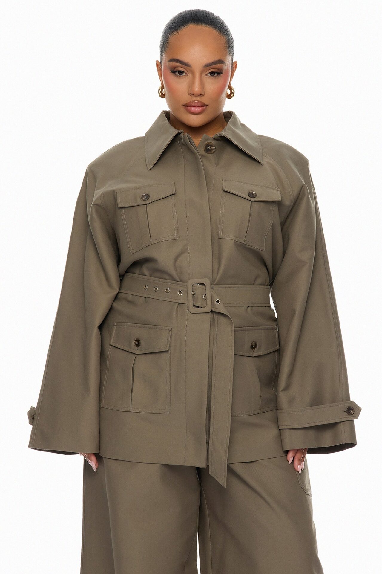 Marcella Belted Jacket - Olive