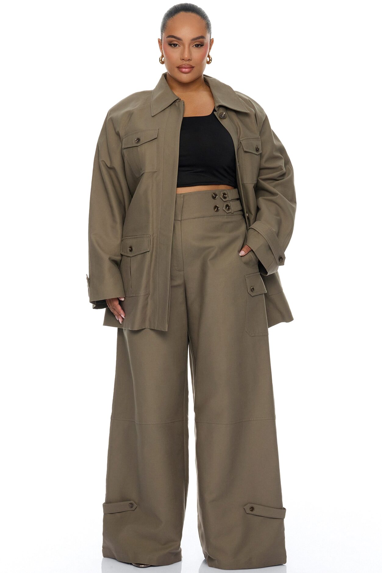 Marcella Cargo Wide Leg Pant - Olive