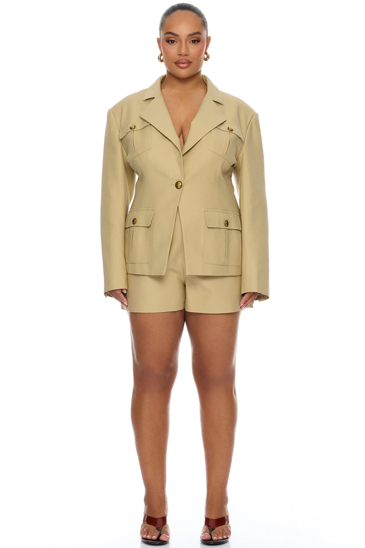 Morgan Cargo Blazer - Taupe