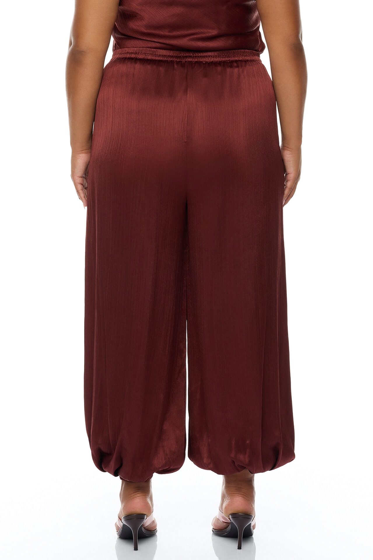 Nicolette Satin Balloon Pant - Brick Red