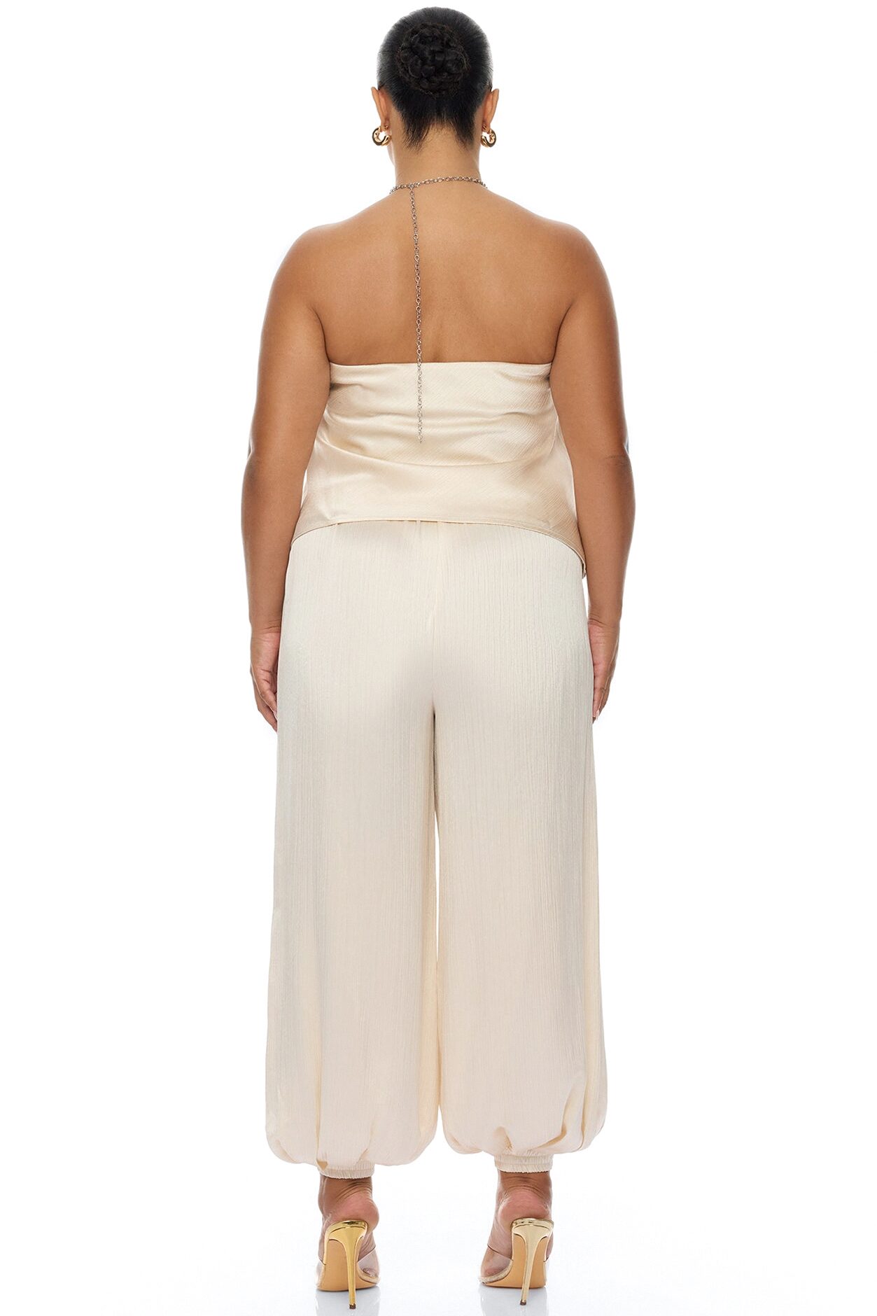 Nicolette Satin Halter Top - Champagne