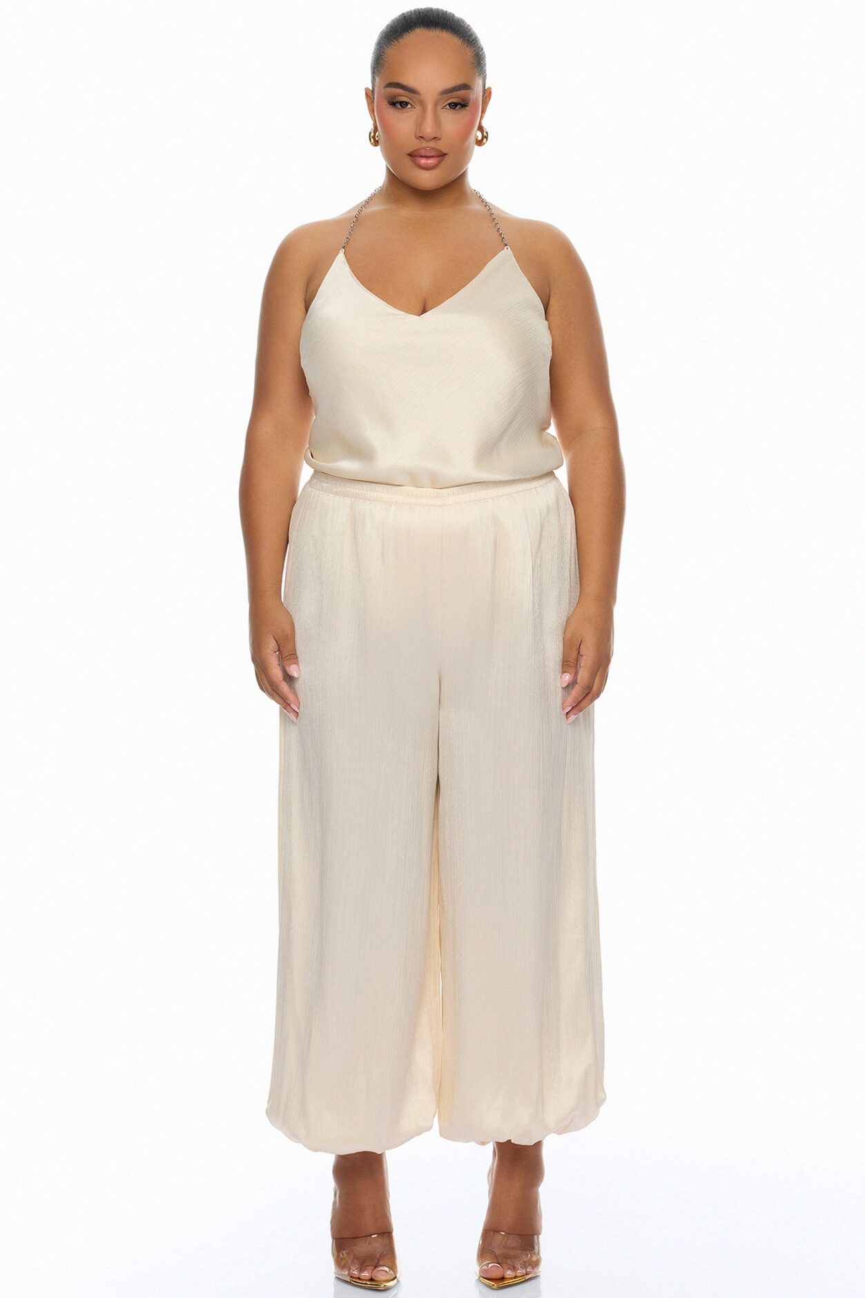 Nicolette Satin Balloon Pant - Champagne