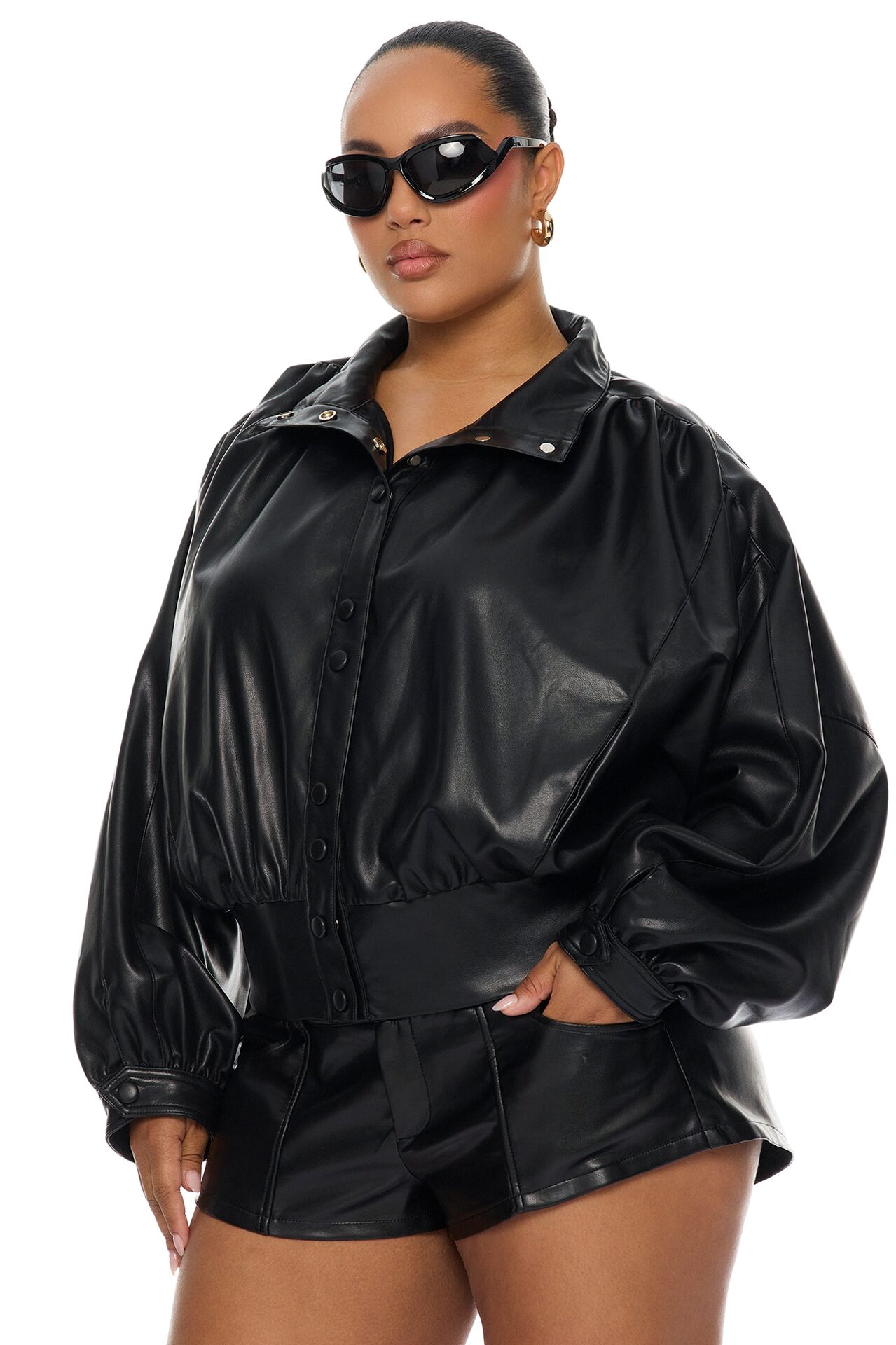 Noelia Faux Leather Jacket - Black