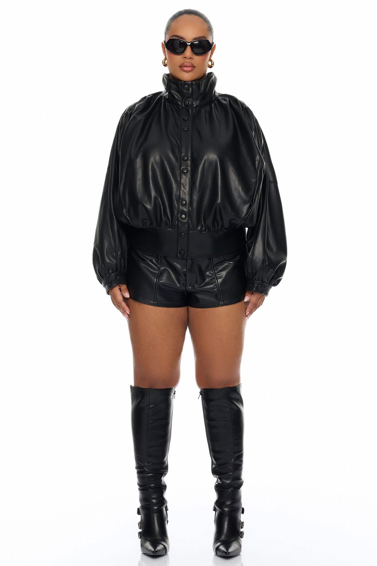 Noelia Faux Leather Jacket - Black