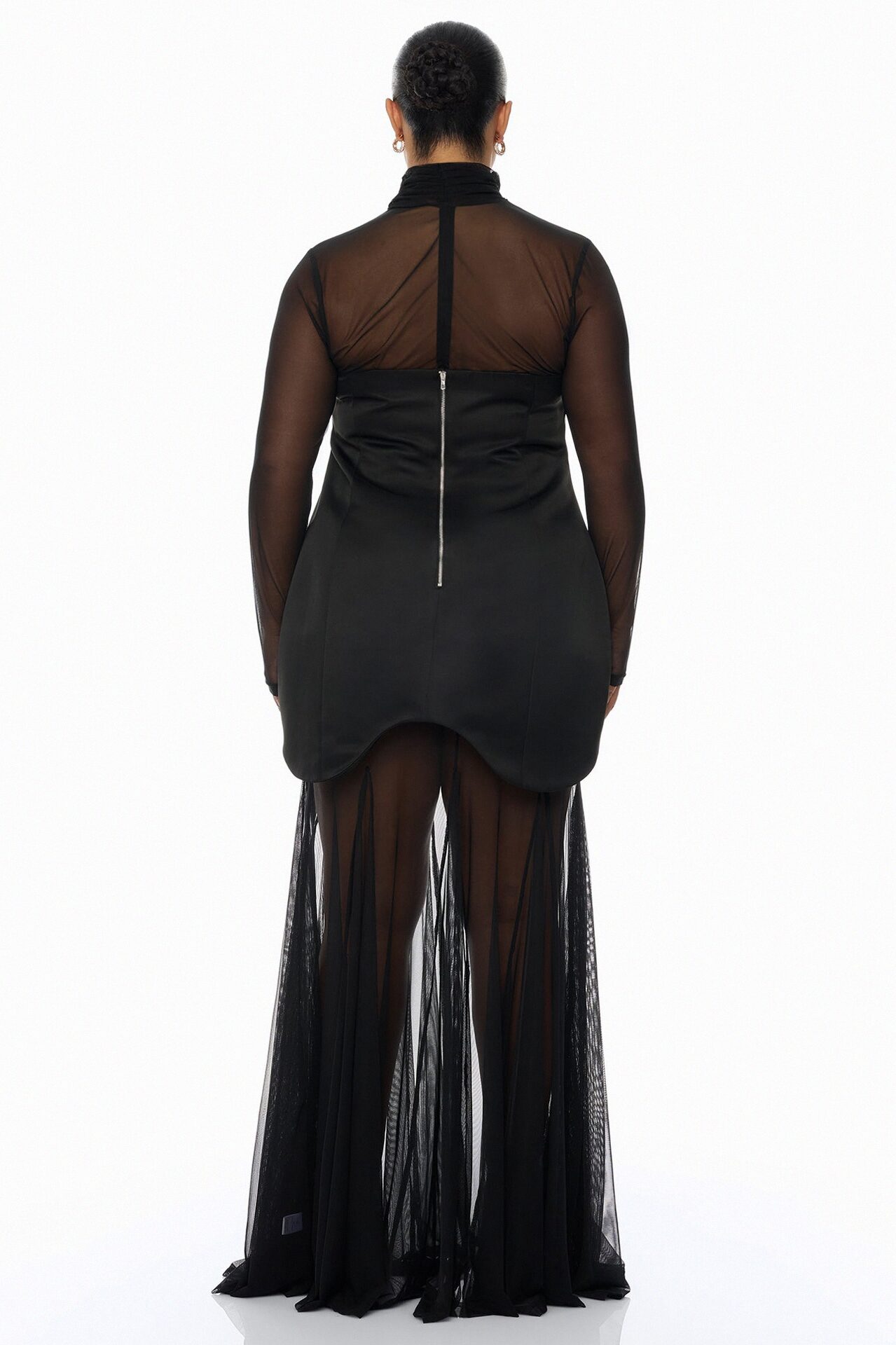 Serene 2 Piece Mesh Maxi Dress Set - Black