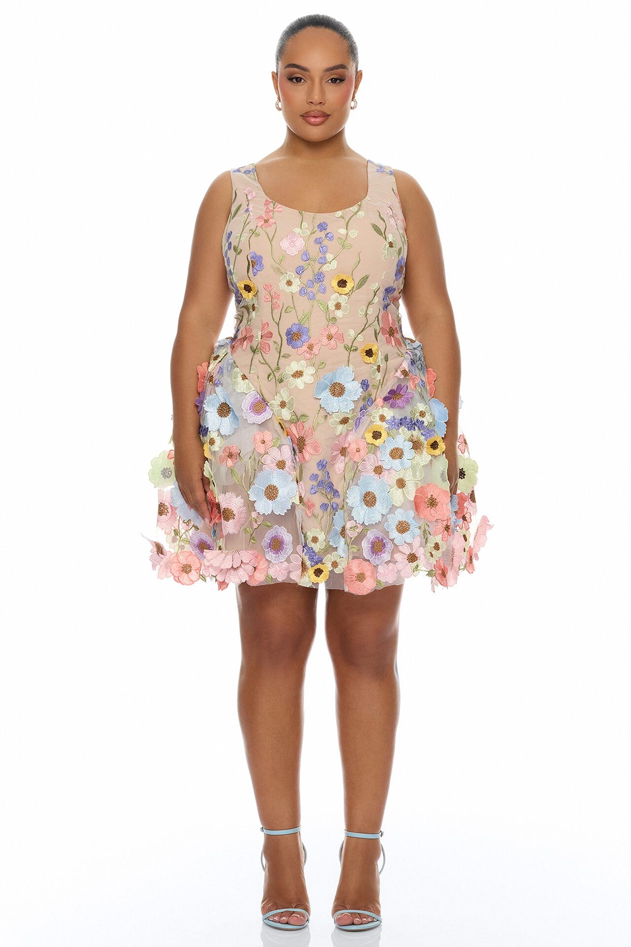 Wildflower Way Embroidered Mesh Mini Dress - Multi Color