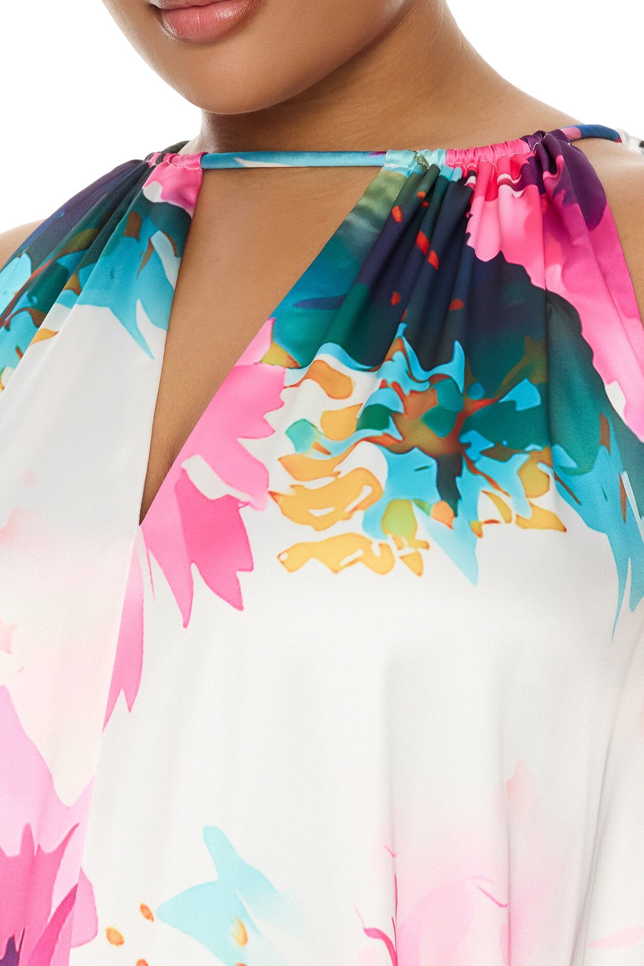 Trinity Kaftan Satin Maxi Dress - Pink/combo