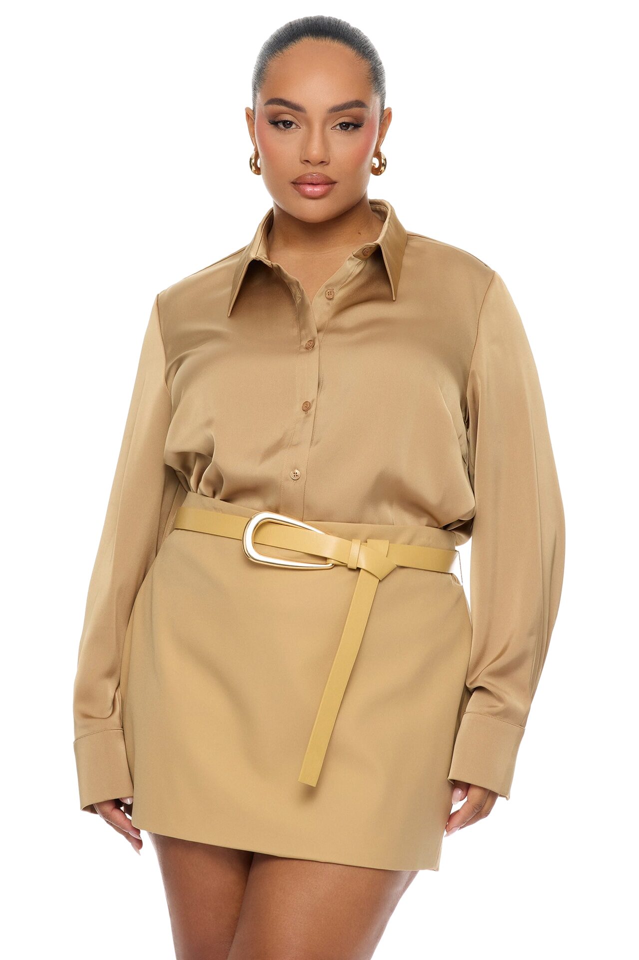 Raelynn 3 Piece Blazer Skirt Set - Camel
