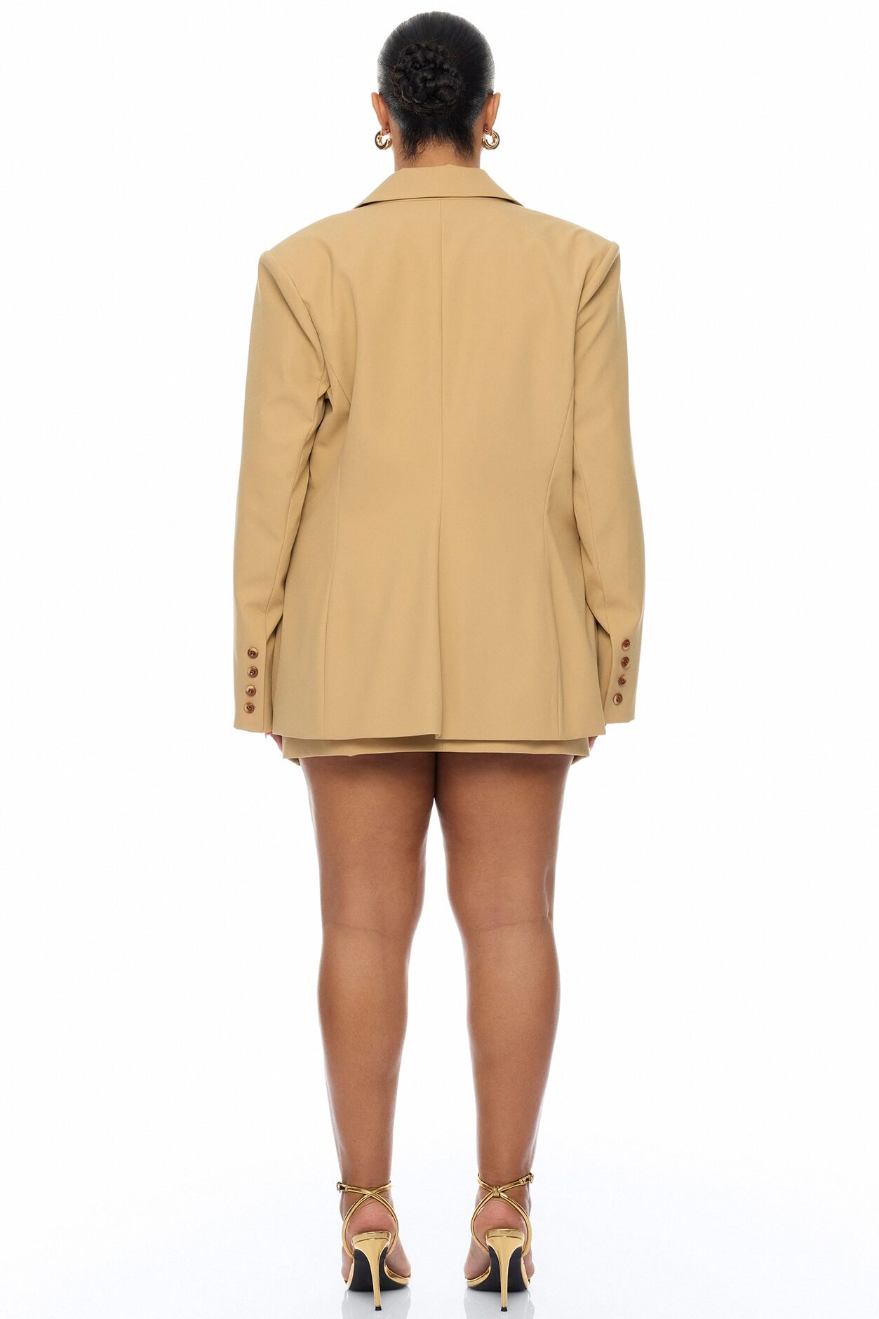 Raelynn 3 Piece Blazer Skirt Set - Camel