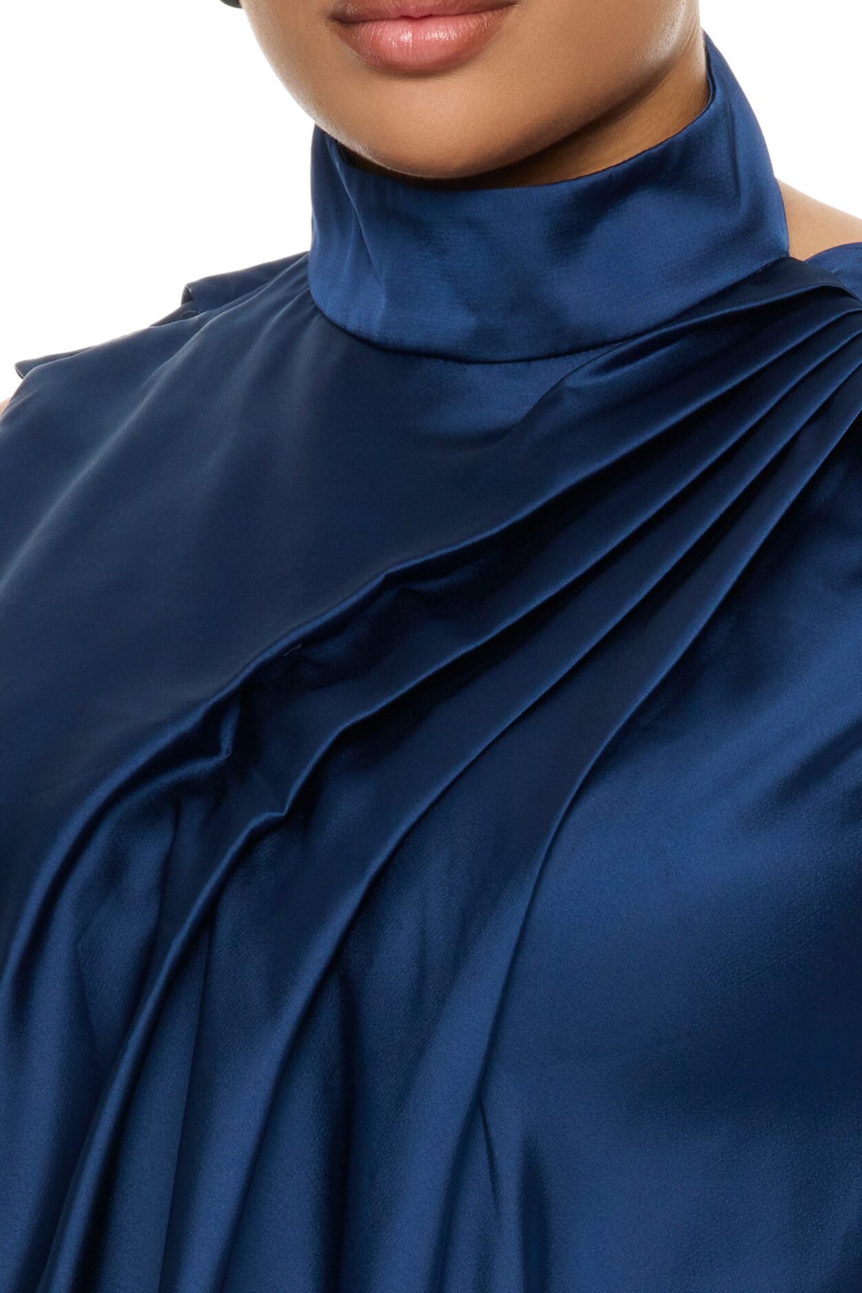 Rachelle Draped Satin Mini Dress - Navy
