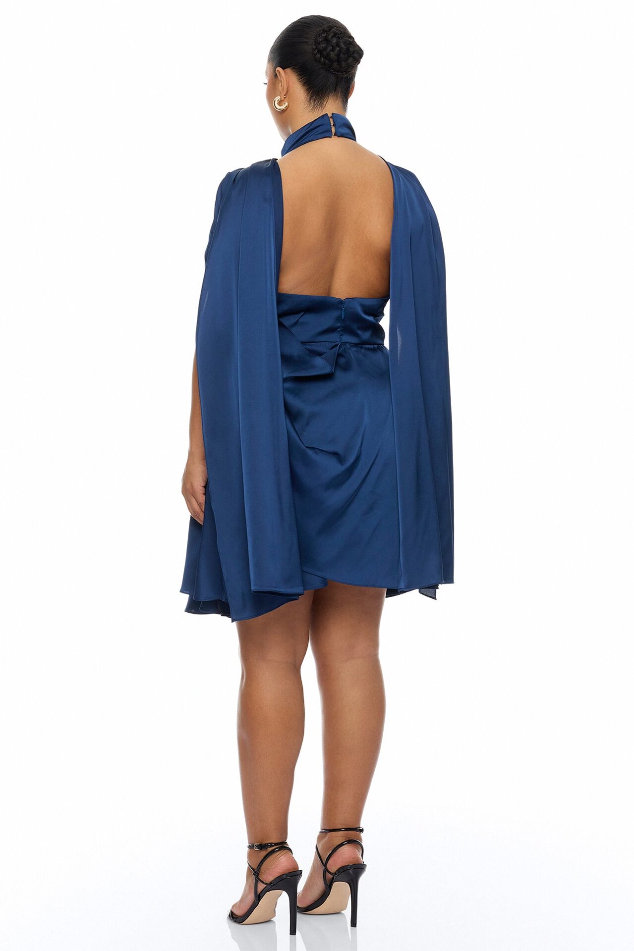Rachelle Draped Satin Mini Dress - Navy