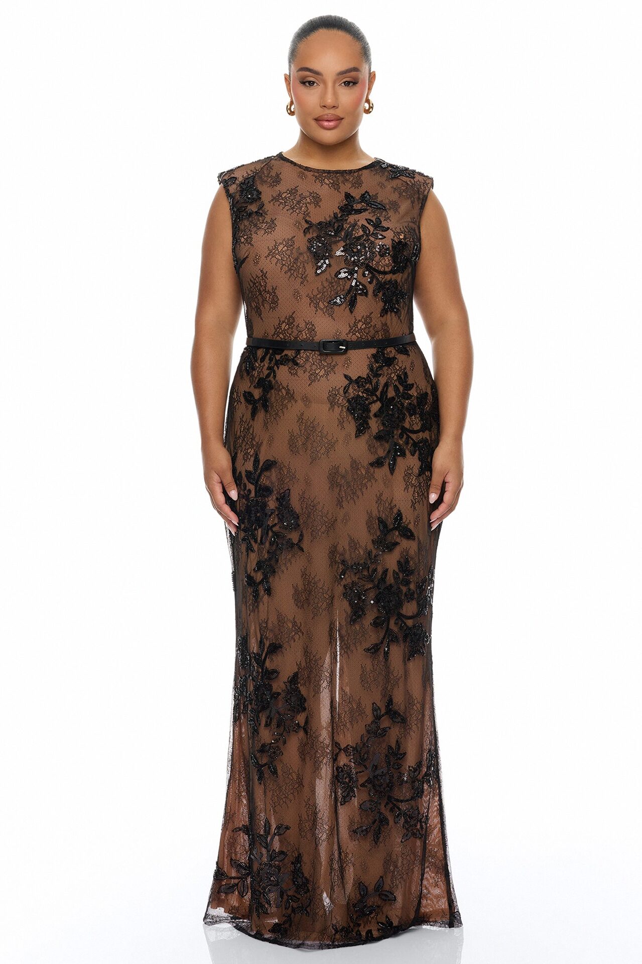 Chelsea Embellished Lace Maxi Dress - Black