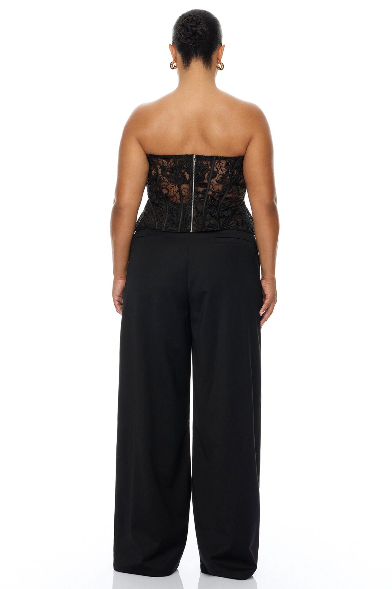Brenda Lace Corset Pant Set - Black