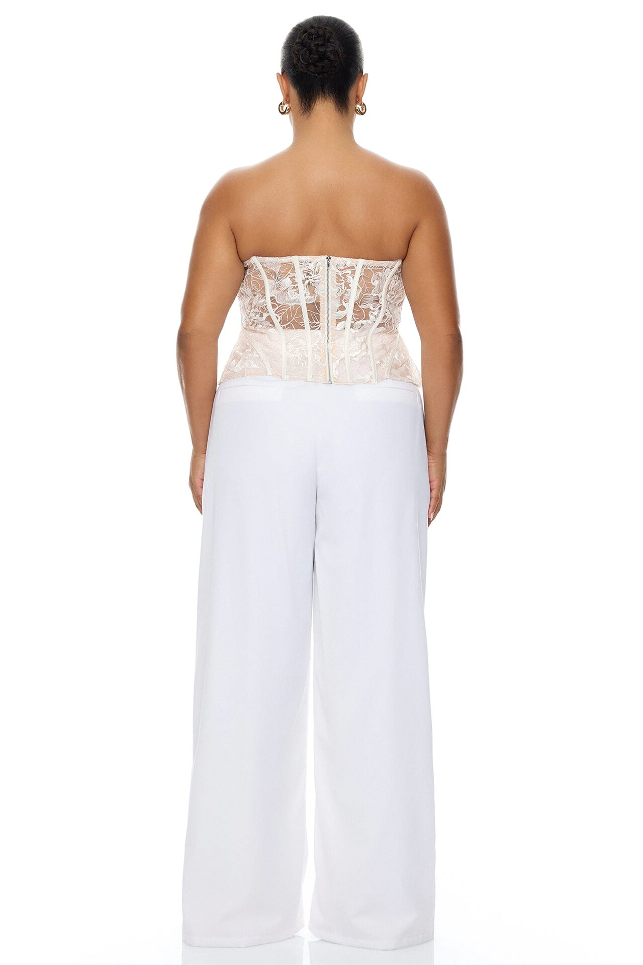 Brenda Lace Corset Pant Set - White
