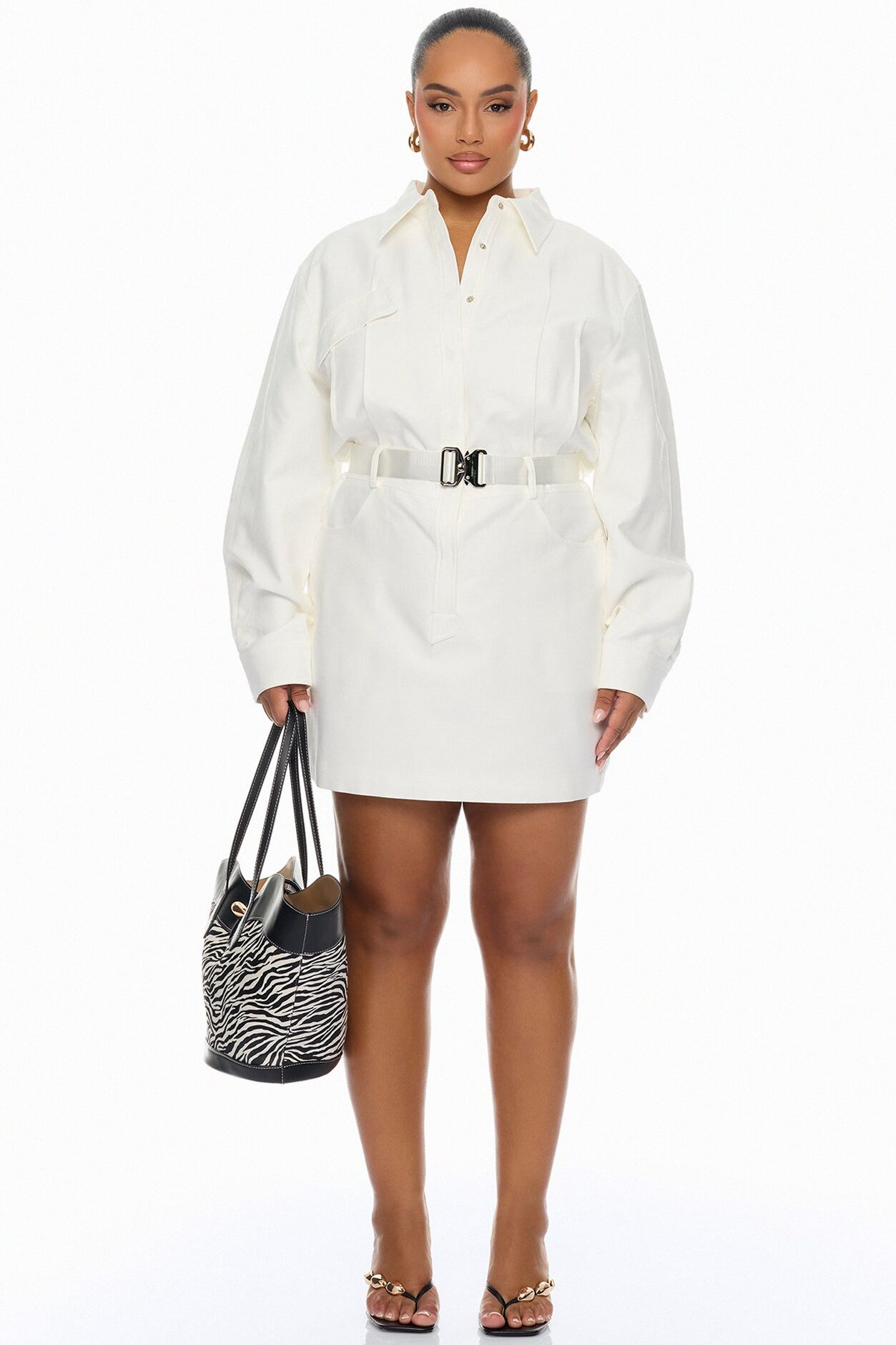 Morgan Belted Cargo Mini Dress - White