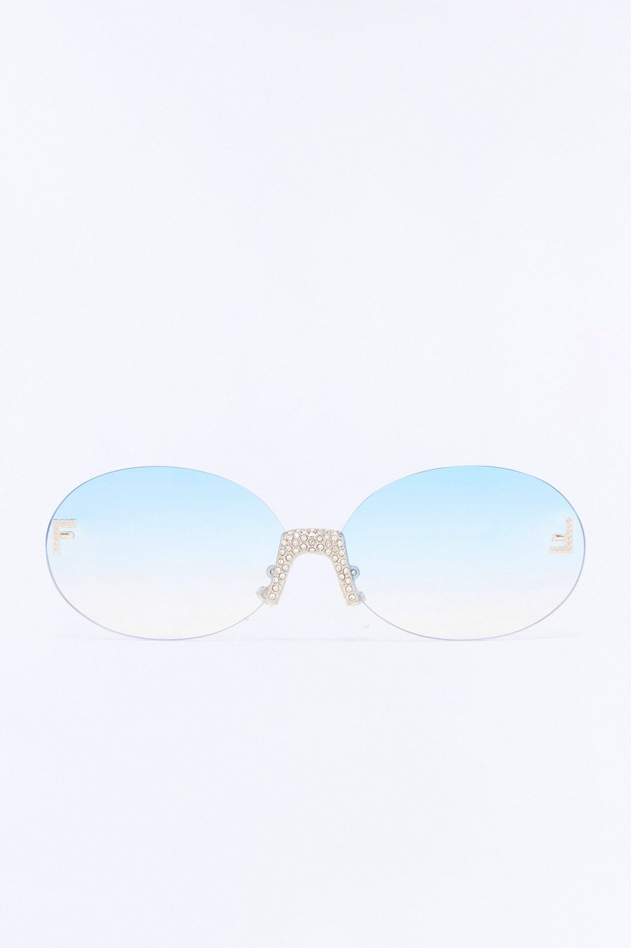 Aurora Crystal Sunglasses - Silver/Blue