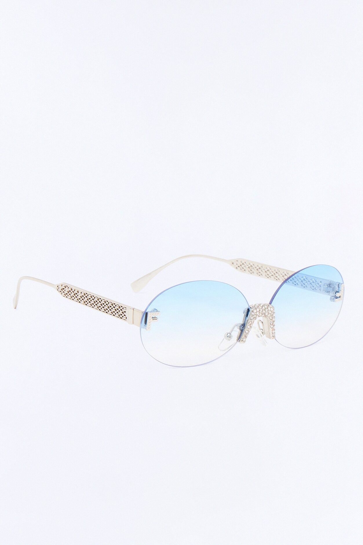 Aurora Crystal Sunglasses - Silver/Blue