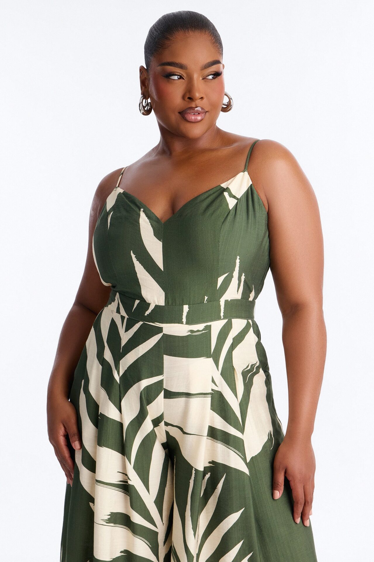 Tanya Tropical Wide Leg Jumpsuit - Green