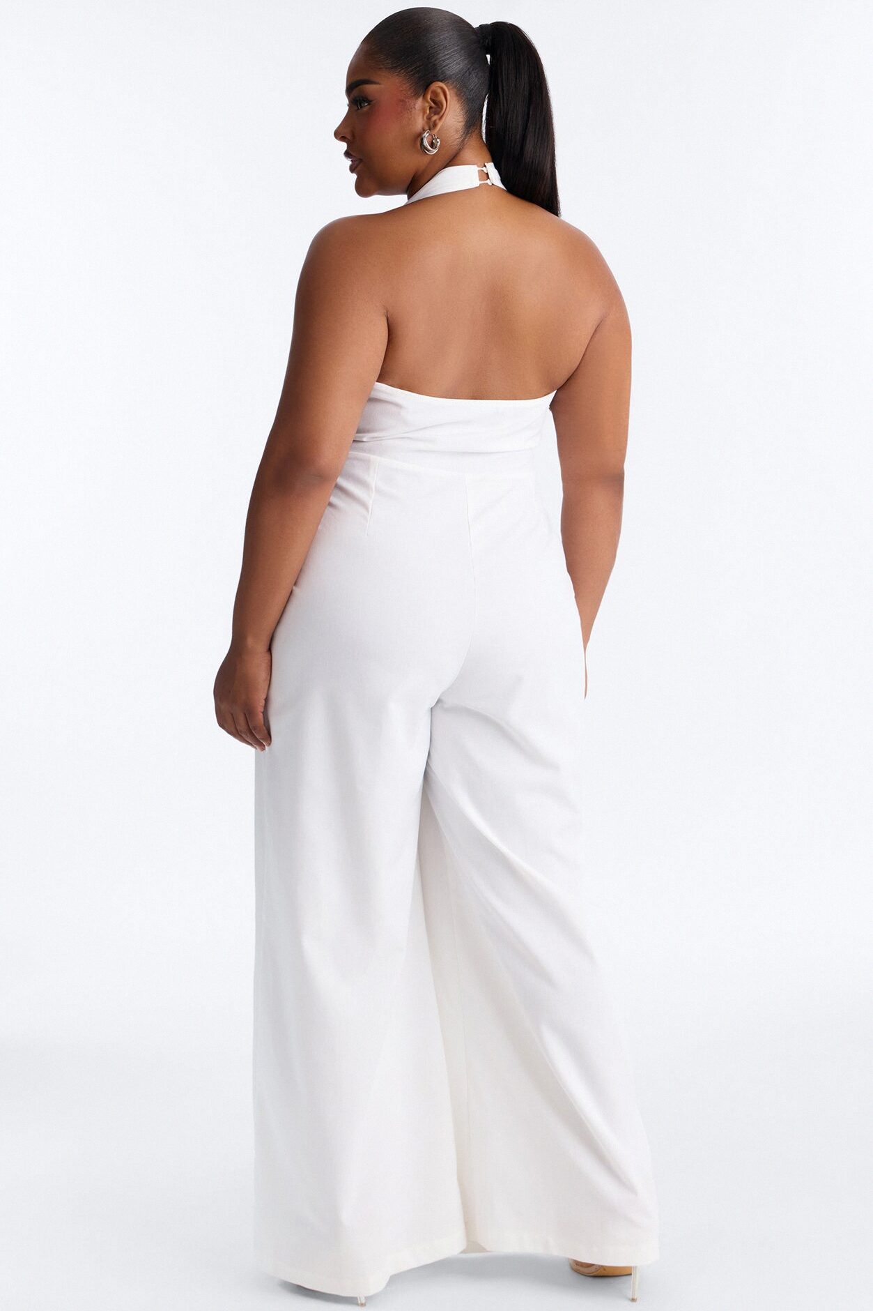 Tara Linen Halter Straight Leg Jumpsuit - White