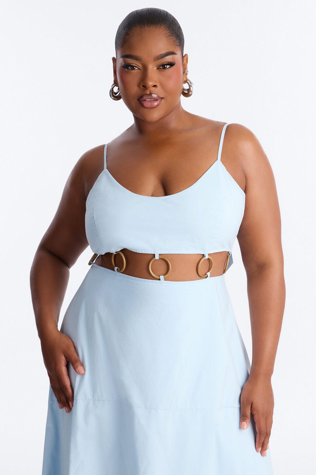 Paulina Poplin Maxi Dress - Blue