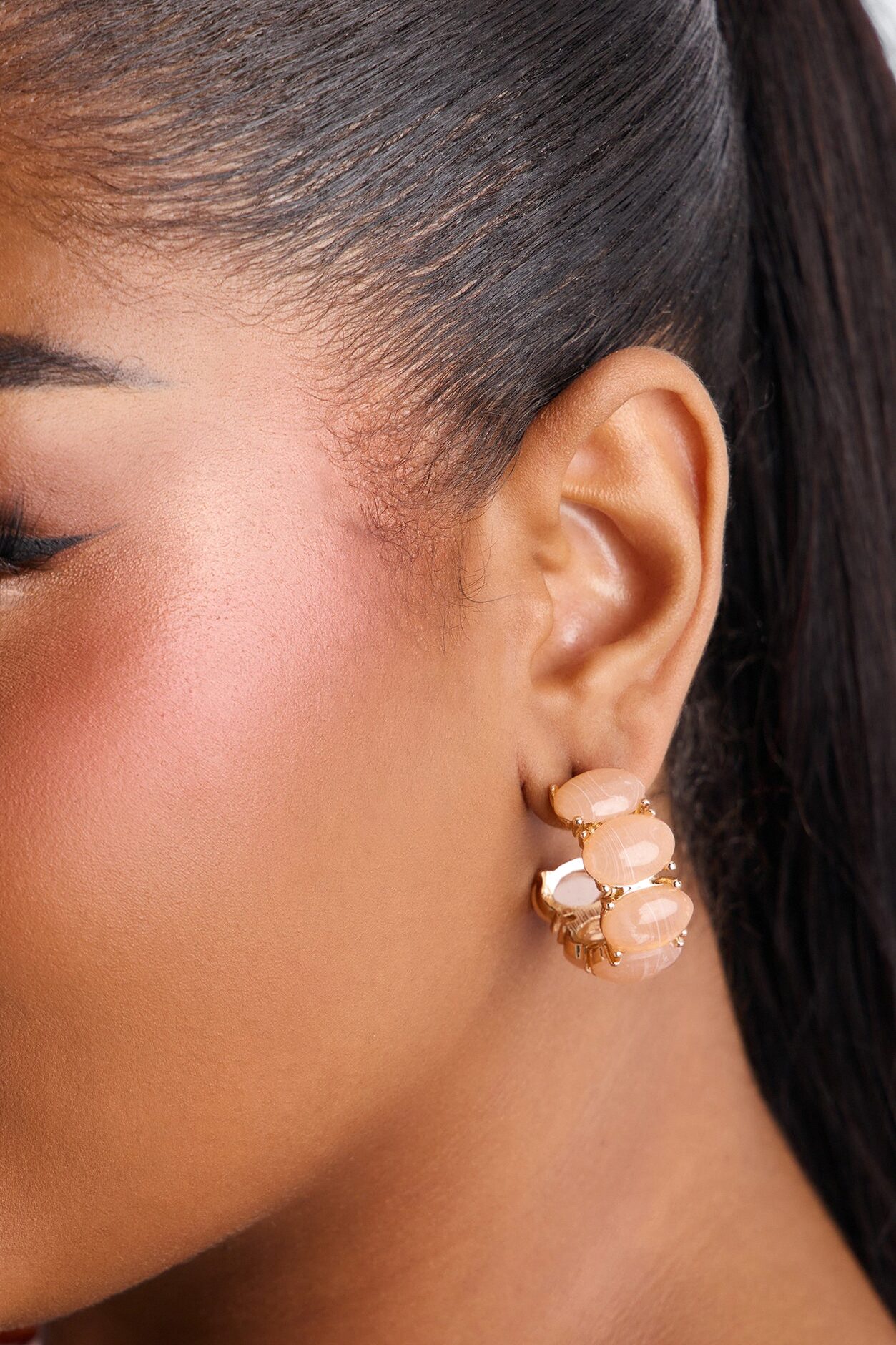 Coastal Getaway Hoop Earrings - Gold/Pink
