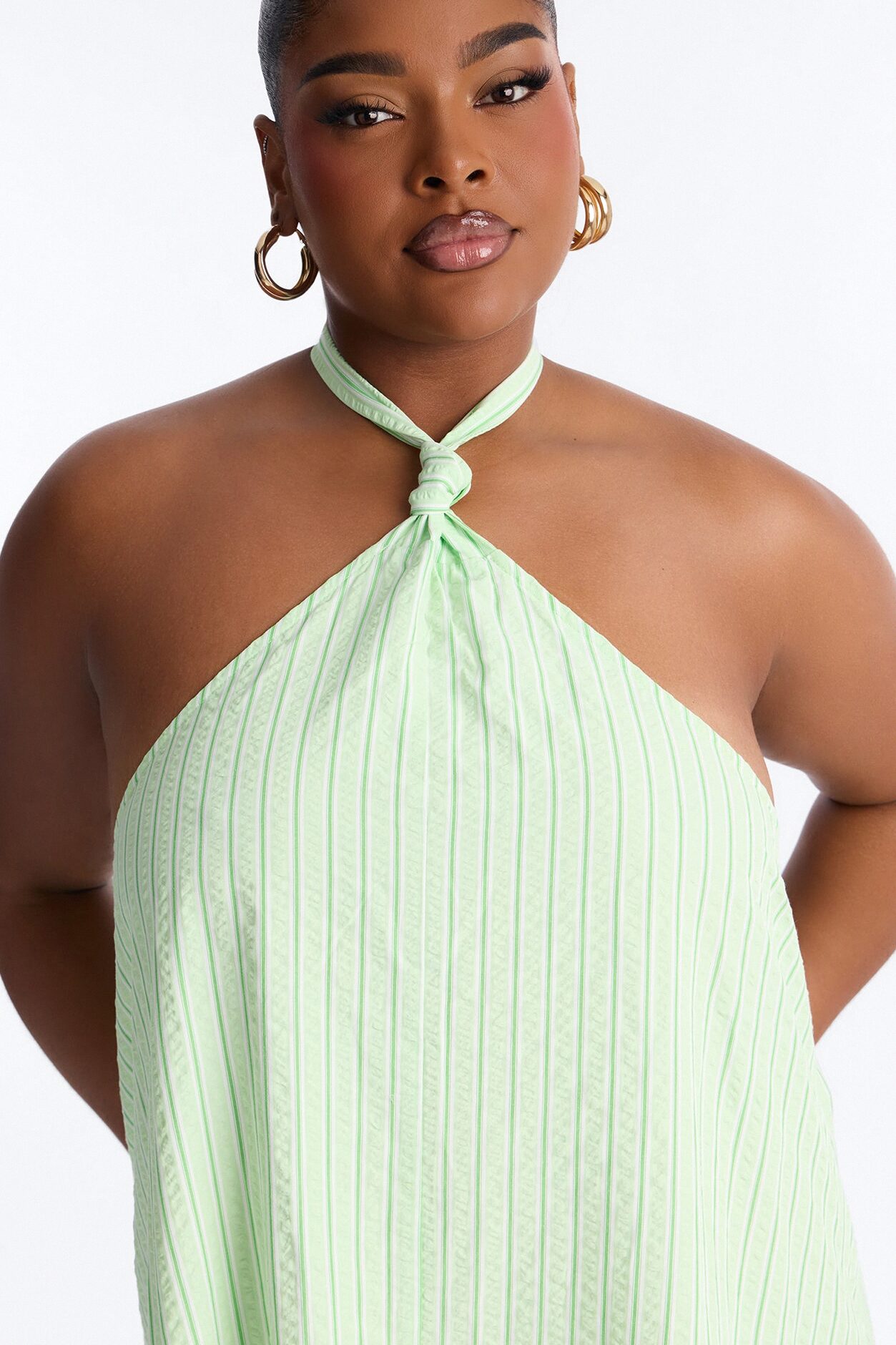 Palm Beach Halter Poplin Maxi Dress - Green