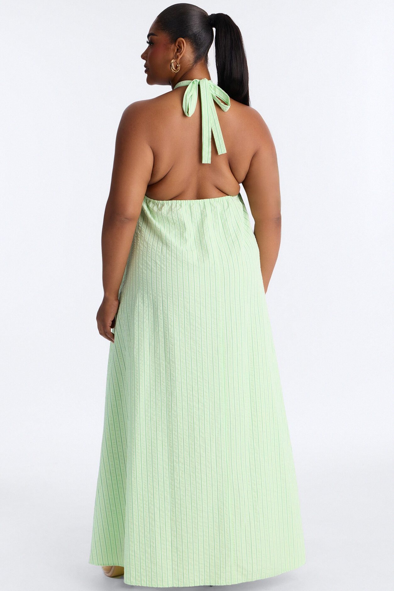 Palm Beach Halter Poplin Maxi Dress - Green