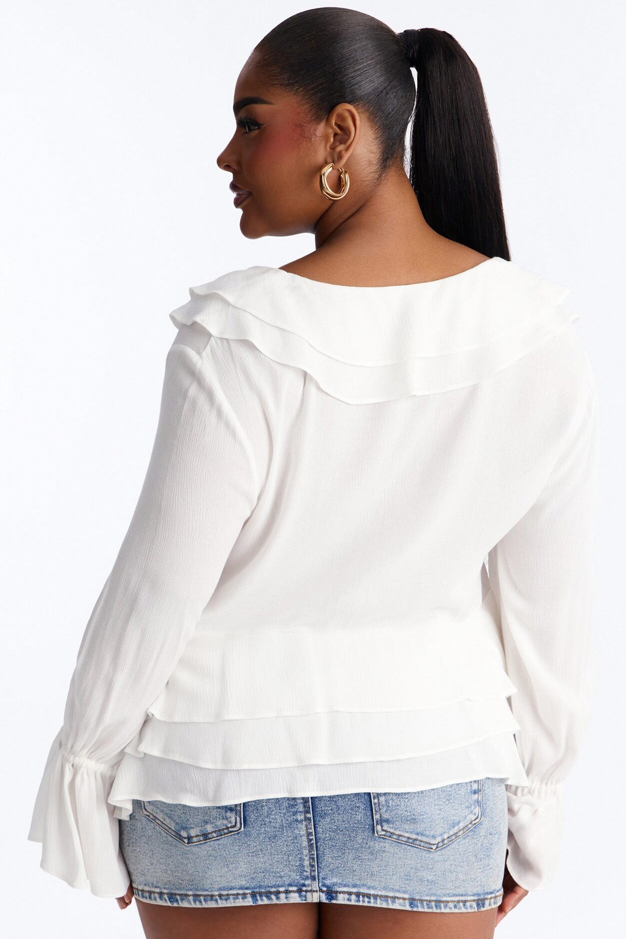 Summer Crush Ruffle Tie Front Flyaway Top - White