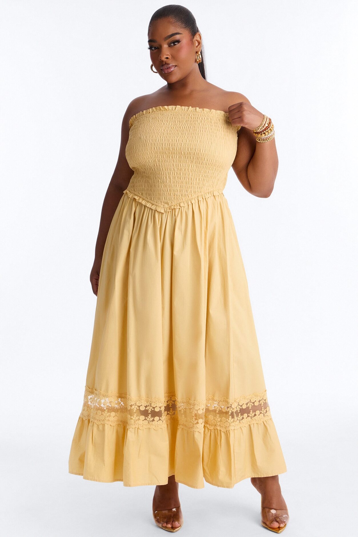 Keira Strapless Maxi Dress - Butter Yellow