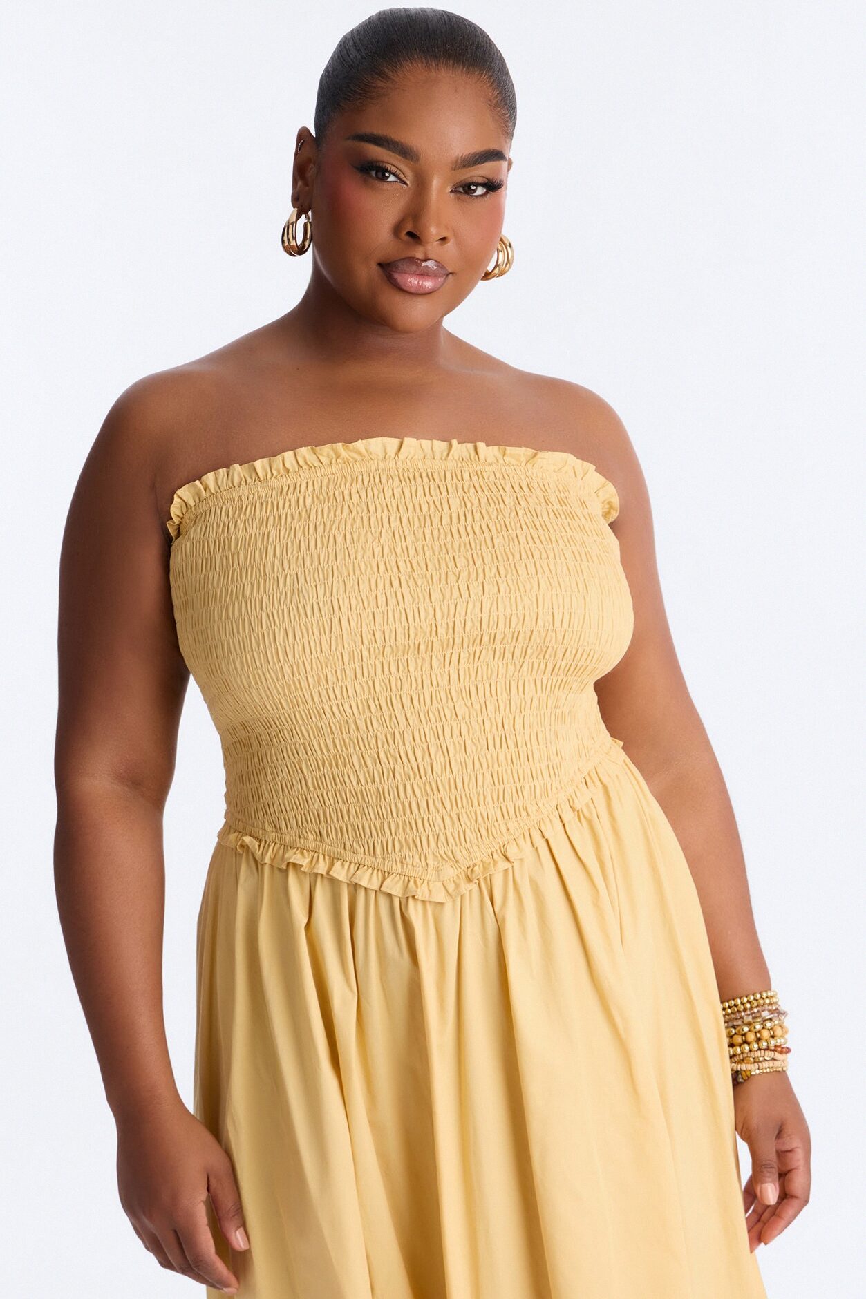 Keira Strapless Maxi Dress - Butter Yellow