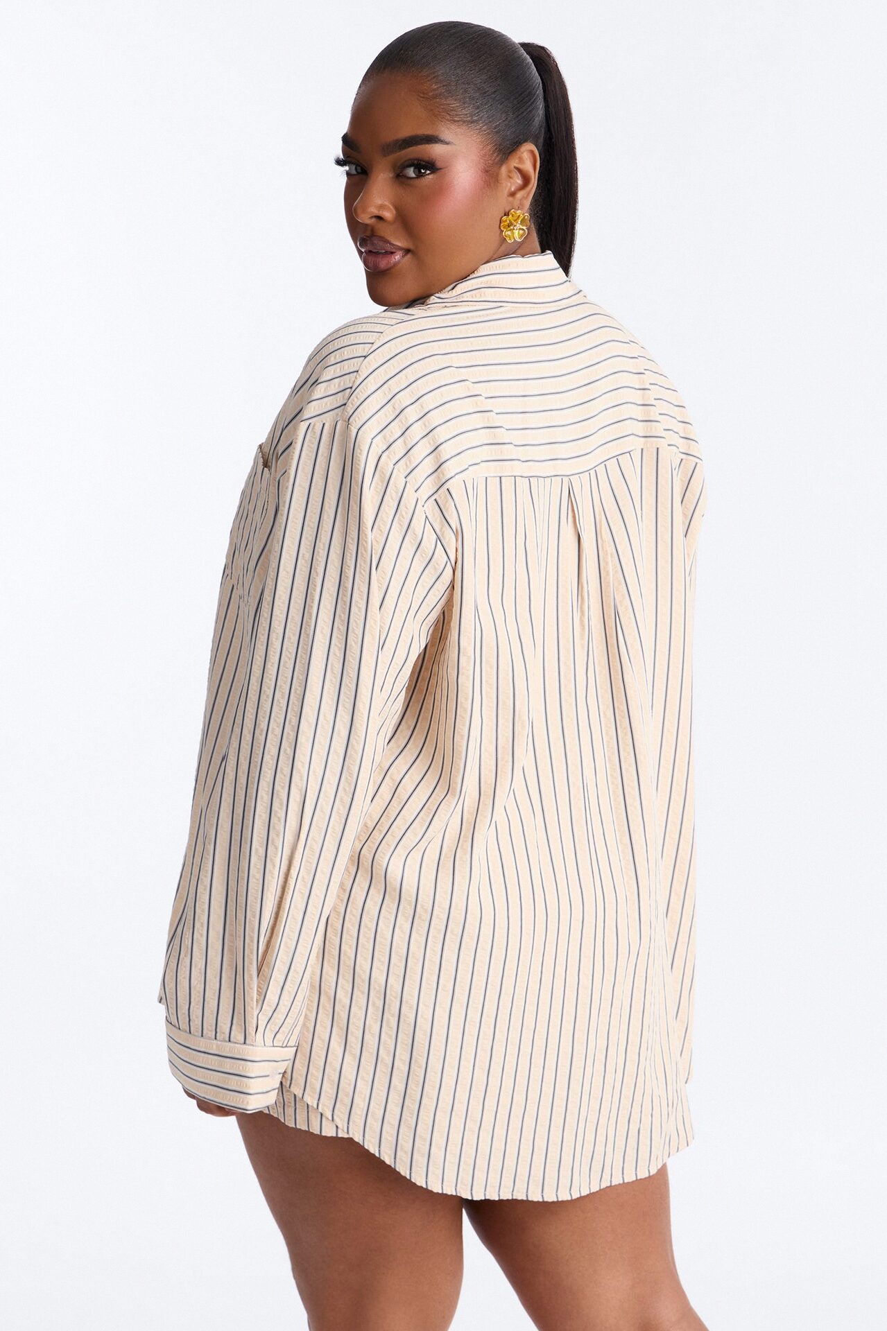 Aubrey Textured Striped Short Set - Yellow/combo
