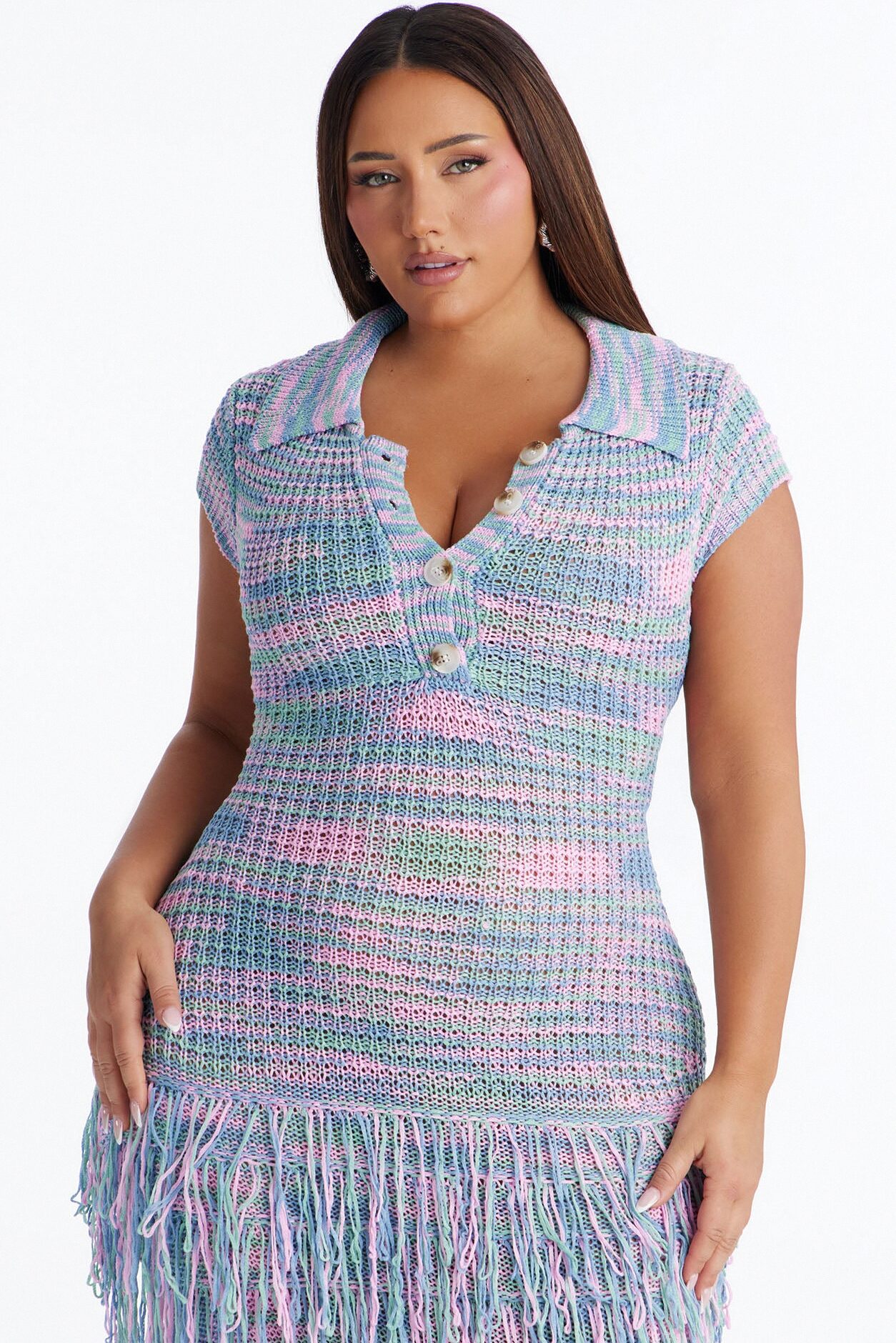 Catalina Marled Crochet Maxi Dress - Sage/combo