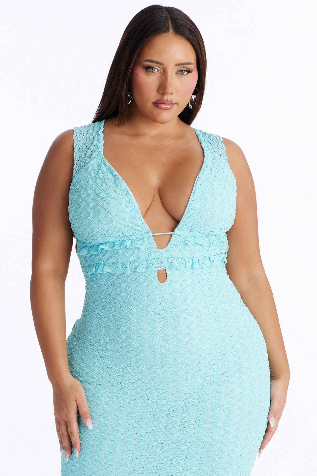 Brinley Backless Lace Maxi Dress - Turquoise