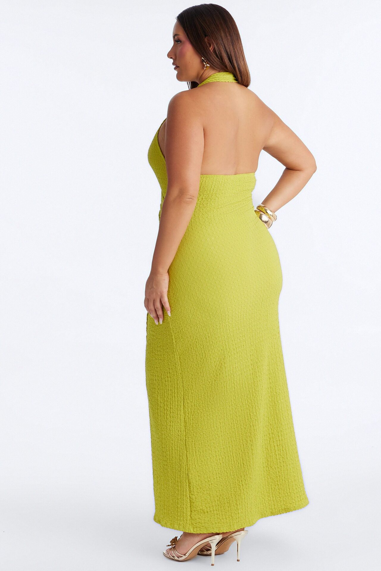 Alinna Halter Maxi Dress - Lime