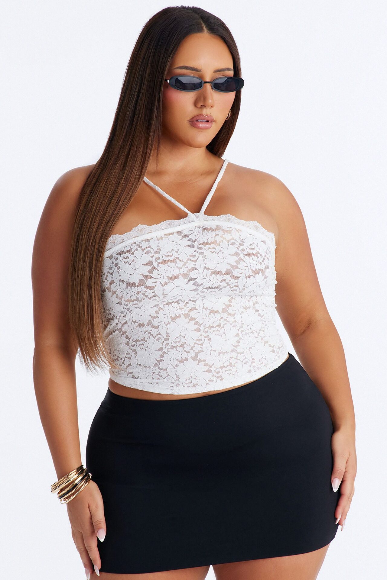 Lover Girl Sheer Lace Halter Top - White