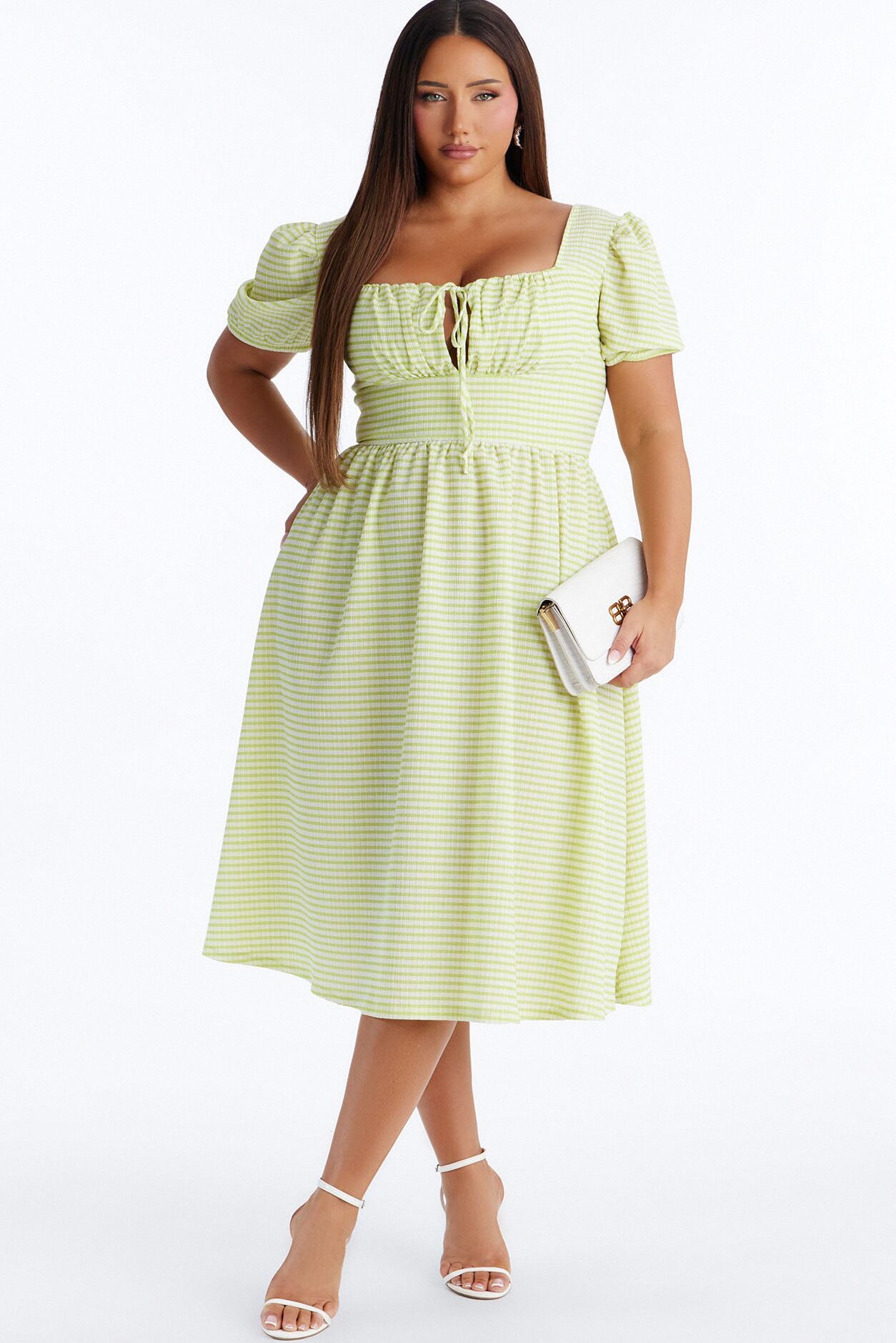 Cecelia Striped Midi Dress - Green/combo