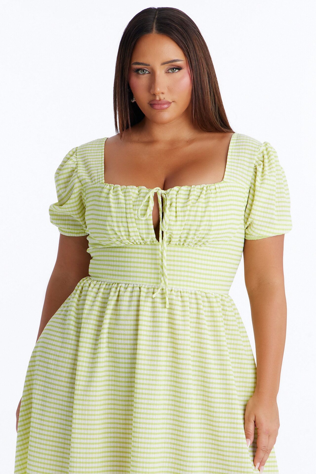 Cecelia Striped Midi Dress - Green/combo
