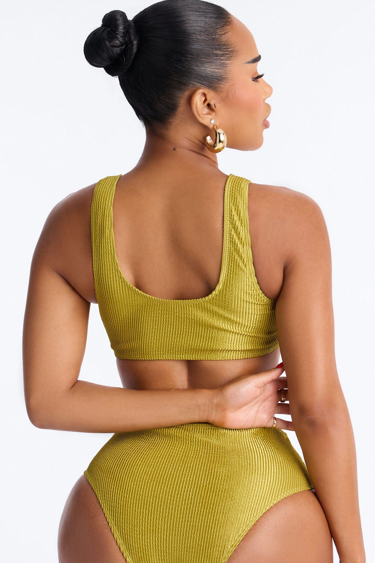 Gaia Ribbed 2 Piece Bralette Bikini Set - Green